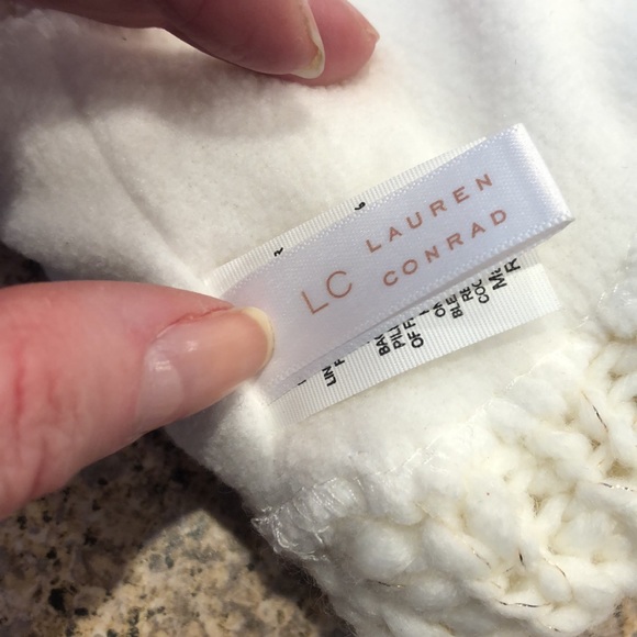 LC Lauren Conrad Cream and Shiny Threads Pom Pom Hat - Picture 9 of 13